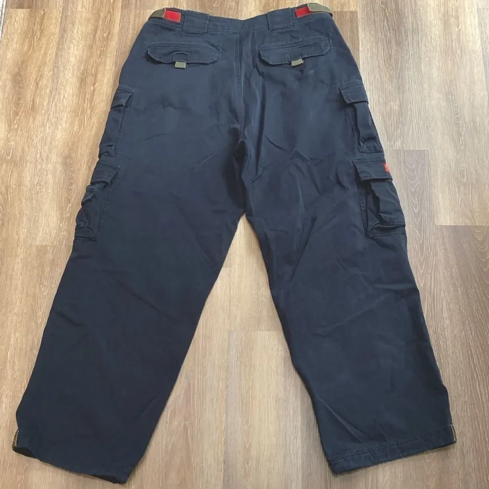 Vintage Y2k 90s Abercrombie & Fitch Dark Navy Blue Cargo Pants Sz XL - Picture 2 of 12
